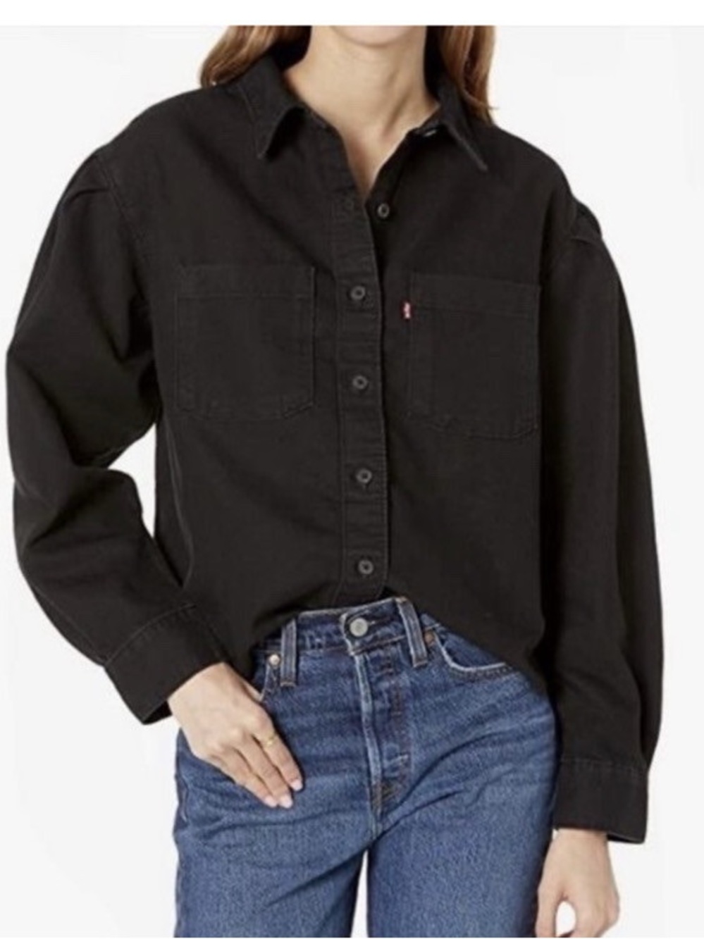 Levi's Black Oversized Button-Up Denim Shirt Jacket Size XL